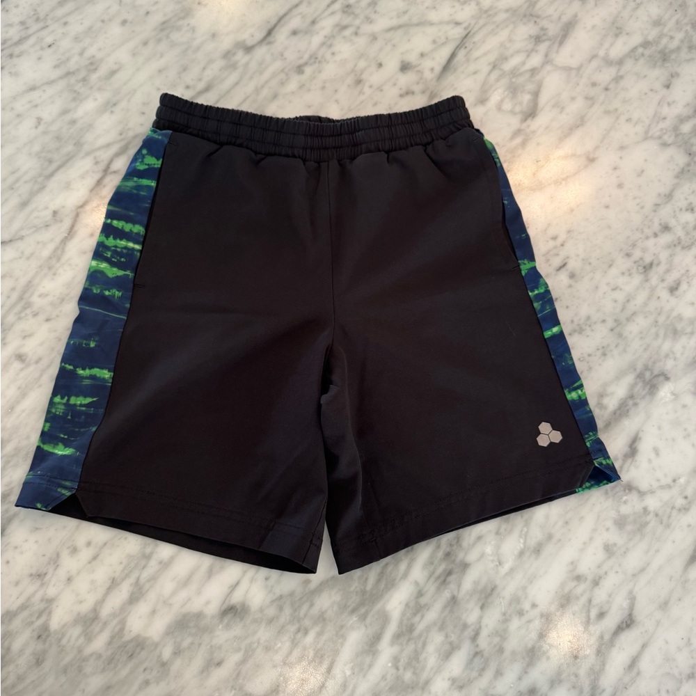 Tek Gear Black Swim Trunks Shorts with Blue and Green Boys Medium 10/12